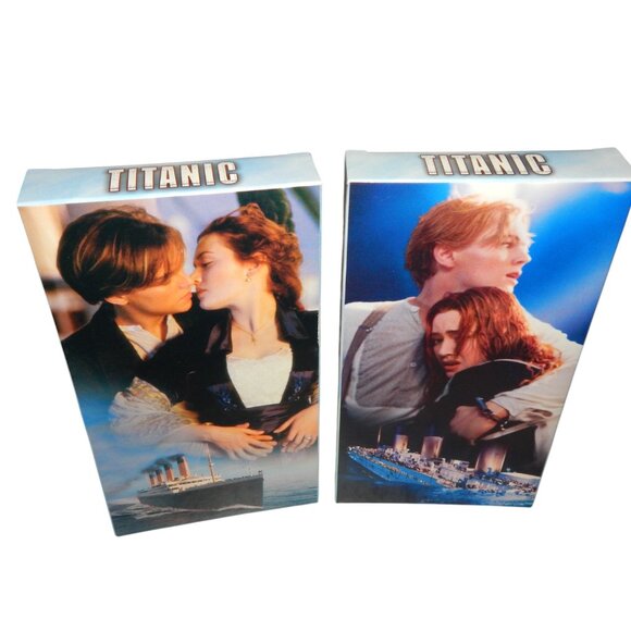 TITANIC vintage 2pc VHS in original paper box set case DiCaprio Winslet - Picture 2 of 8
